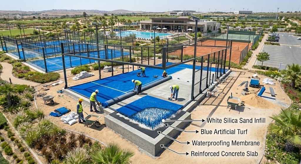 أفضل المواد المستخدمة في أرضيات ملاعب البادل