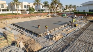 Civil works stage showing slab accuracy and base preparation that protect long-term playability for padel court construction uae.